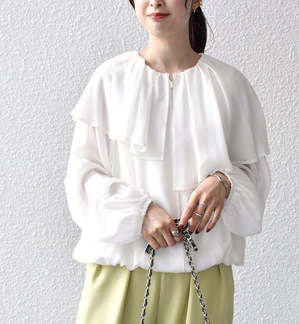 SHIPS for women「*〈手洗い可能〉フリル デザイン ブルゾン ◇」|ブルゾン・スタジャン|