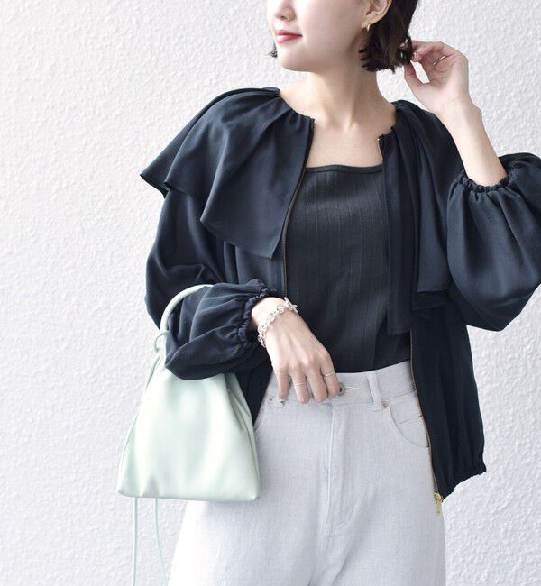 SHIPS for women「*〈手洗い可能〉フリル デザイン ブルゾン ◇」|ブルゾン・スタジャン|ブラック