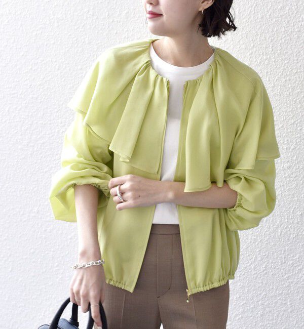 SHIPS for women「*〈手洗い可能〉フリル デザイン ブルゾン ◇」|ブルゾン・スタジャン|