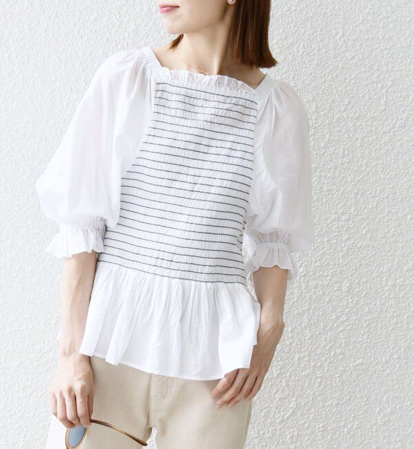 SHIPS any「SHIPS any: カラー シャーリング ボリューム スリーブ ブラウス」|シャツ・ブラウス|