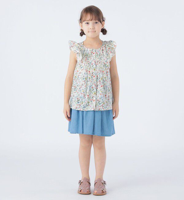 SHIPS KIDS「SHIPS KIDS:100～130cm / ティアード デニム スカート」|フレア|