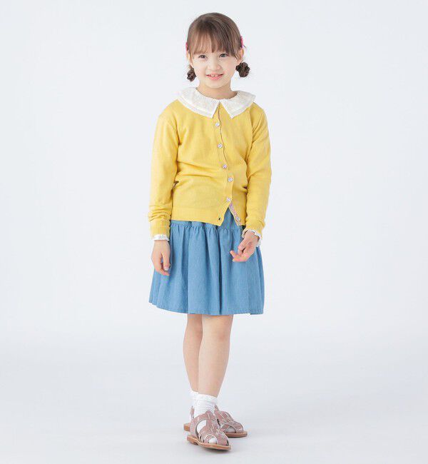 SHIPS KIDS「SHIPS KIDS:100～130cm / ティアード デニム スカート」|フレア|