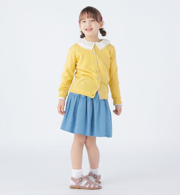 SHIPS KIDS「SHIPS KIDS:100～130cm / ティアード デニム スカート」|フレア|
