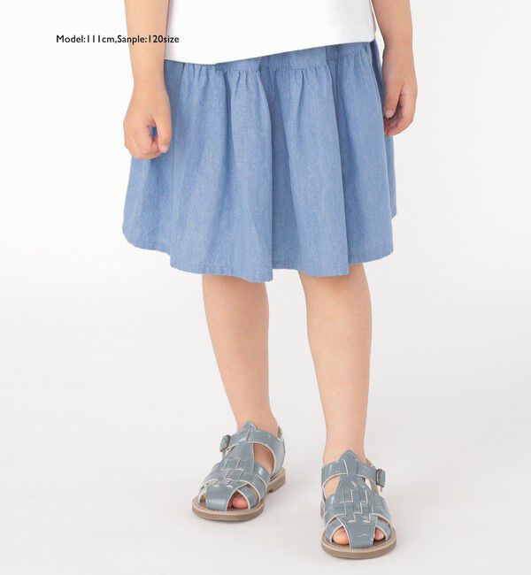 SHIPS KIDS「SHIPS KIDS:100～130cm / ティアード デニム スカート」|フレア|