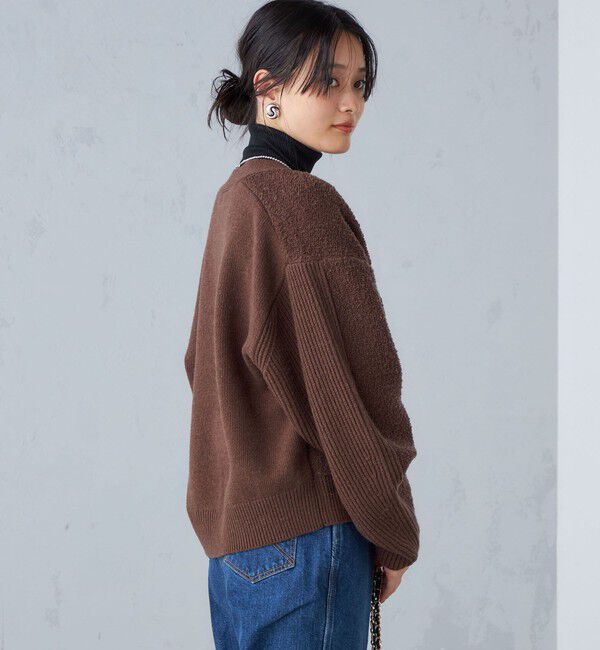 SHIPS for women「〈手洗い可能〉パイル編み コンビ カーディガン ◇」|カーディガン|