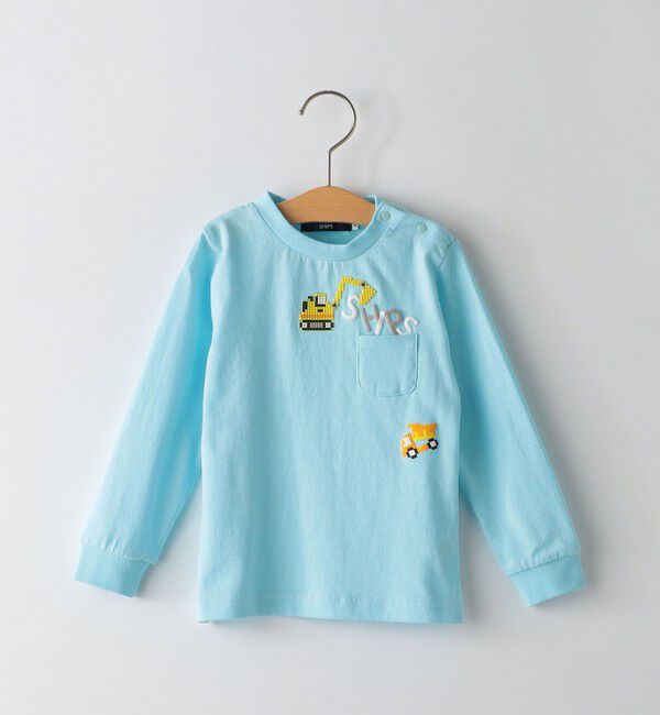 SHIPS KIDS「SHIPS KIDS:80～90cm / はたらく車 長袖 TEE」|Tシャツ・カットソー|ライトブルー