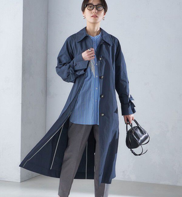 SHIPS for women「〈手洗い可能〉ロング ステンカラー コート 24SS ◇」|ステンカラーコート|ネイビー