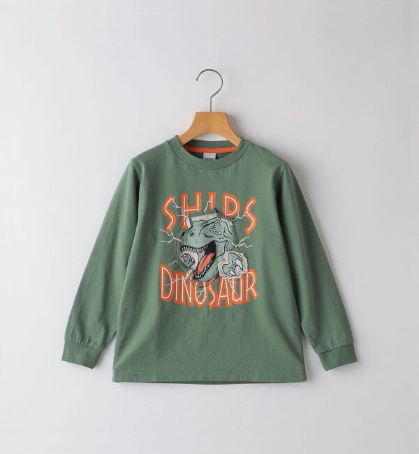 SHIPS KIDS「SHIPS KIDS:80～90cm / 恐竜 プリント 長袖 TEE」|Tシャツ・カットソー|オリーブ
