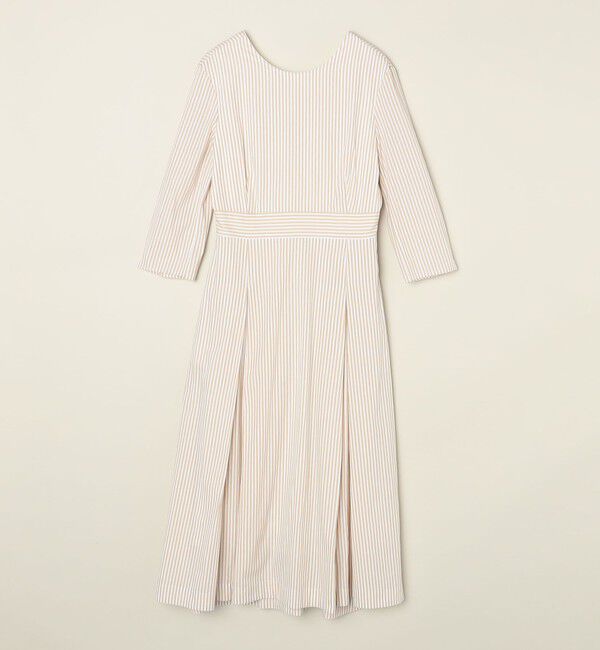 quaranciel「quaranciel:〈洗濯機可能〉ストライプ バックオープン フレア ロング ワンピース」|ワンピース|