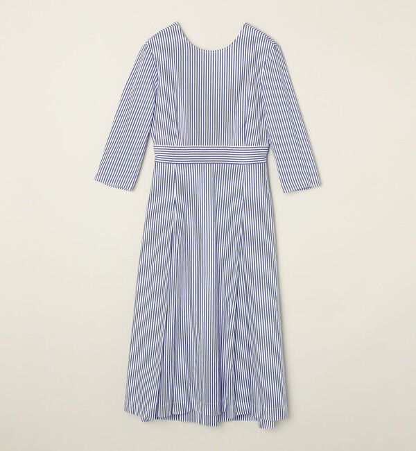 quaranciel「quaranciel:〈洗濯機可能〉ストライプ バックオープン フレア ロング ワンピース」|ワンピース|