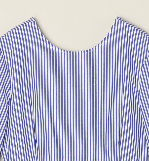 quaranciel「quaranciel:〈洗濯機可能〉ストライプ バックオープン フレア ロング ワンピース」|ワンピース|