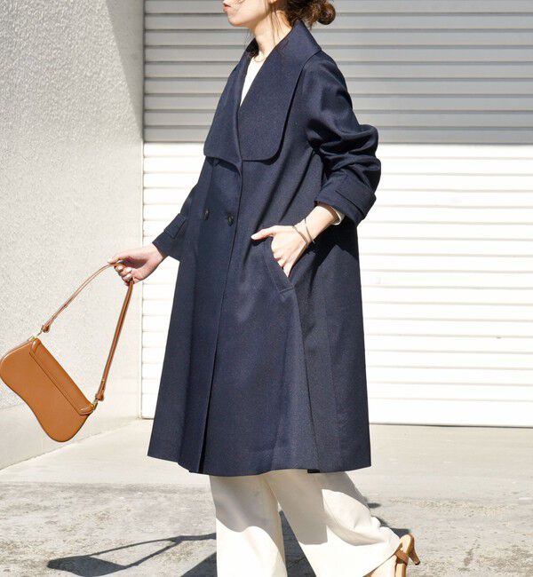 SHIPS any「SHIPS any: ドライツイル ショールカラー Aライン コート［NAVY BLUE］」|その他|