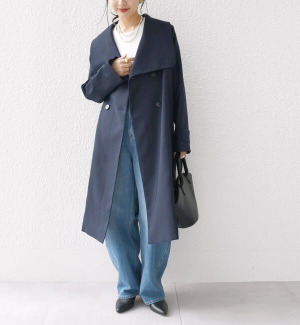 SHIPS any「SHIPS any: ドライツイル ショールカラー Aライン コート［NAVY BLUE］」|その他|