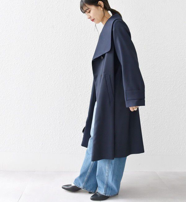 SHIPS any「SHIPS any: ドライツイル ショールカラー Aライン コート［NAVY BLUE］」|その他|