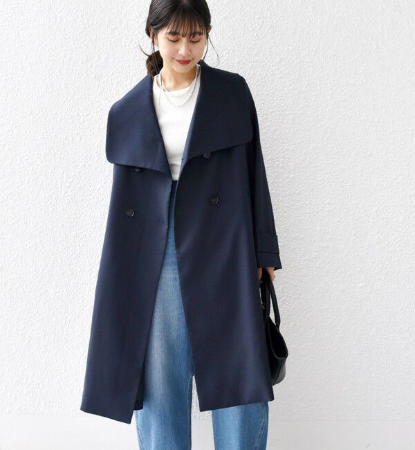 SHIPS any「SHIPS any: ドライツイル ショールカラー Aライン コート［NAVY BLUE］」|その他|