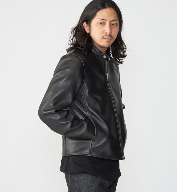 SHIPS「SHIPS: ラムレザー シングル ライダース ジャケット」|ライダースジャケット|