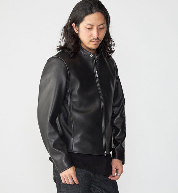 SHIPS「SHIPS: ラムレザー シングル ライダース ジャケット」|ライダースジャケット|