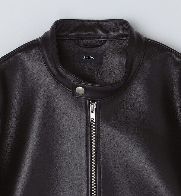 SHIPS「SHIPS: ラムレザー シングル ライダース ジャケット」|ライダースジャケット|