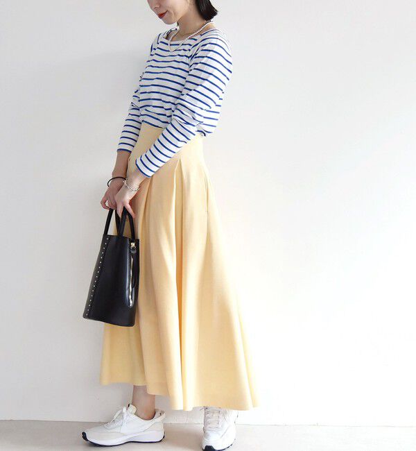 quaranciel「quaranciel:〈手洗い可能〉クリスピー リネン タック フレア スカート（セットアップ対応）」|スカート|