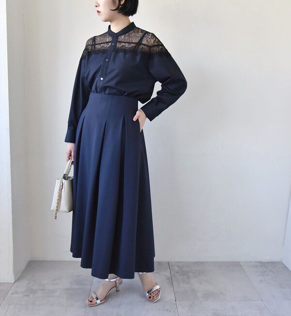 quaranciel「quaranciel:〈手洗い可能〉クリスピー リネン タック フレア スカート（セットアップ対応）」|スカート|