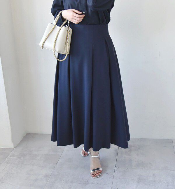 quaranciel「quaranciel:〈手洗い可能〉クリスピー リネン タック フレア スカート（セットアップ対応）」|スカート|