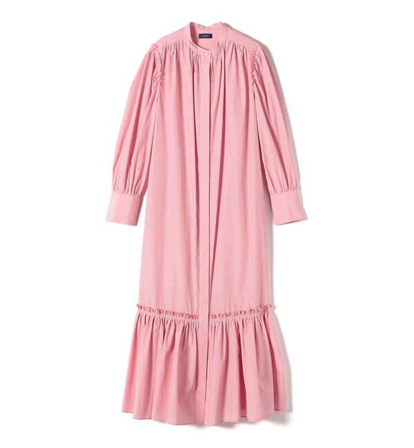 SHIPS for women「【WEB限定】〈手洗い可能〉ストライプ ギャザー フリル ワンピース」|ワンピース|