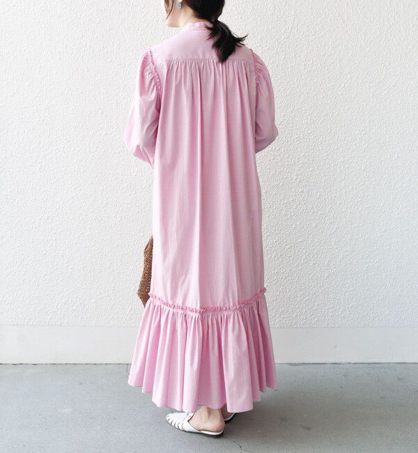 SHIPS for women「【WEB限定】〈手洗い可能〉ストライプ ギャザー フリル ワンピース」|ワンピース|