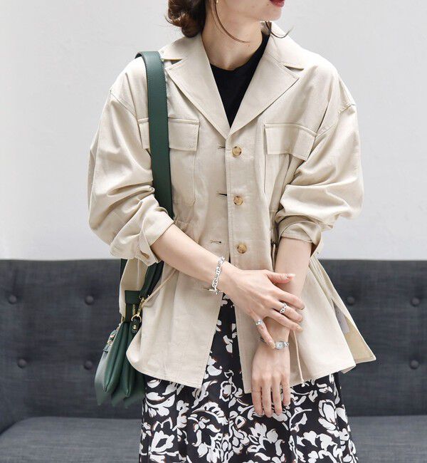 quaranciel「quaranciel:〈洗濯機可能〉コットン リネン サファリ シャツ ジャケット」|ミリタリージャケット|