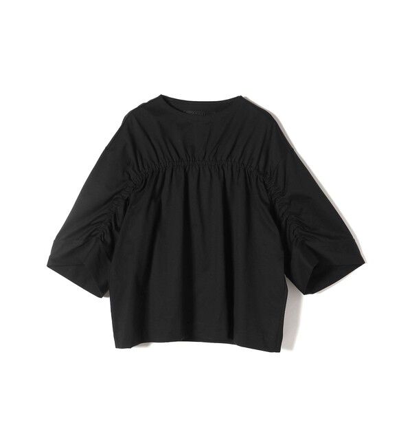 SHIPS for women「【SHIPS別注】Nell:〈手洗い可能〉フロント ギャザー Tシャツ」|Tシャツ・カットソー|ブラック