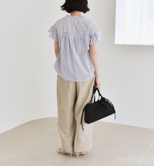 quaranciel「quaranciel:〈手洗い可能〉コットン フリルネック フレアスリーブ ブラウス」|シャツ・ブラウス|