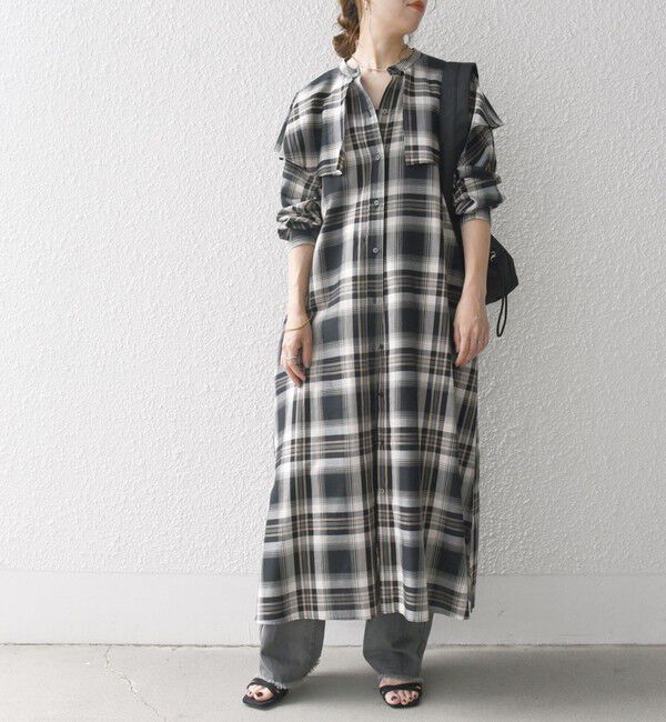 SHIPS any「SHIPS any:〈洗濯機可能〉ペール チェック ヨーク フリル ワンピース」|ワンピース|