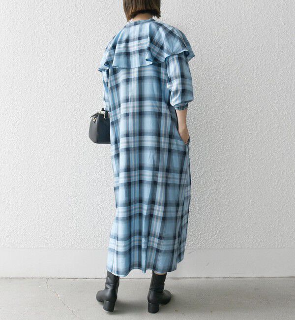 SHIPS any「SHIPS any:〈洗濯機可能〉ペール チェック ヨーク フリル ワンピース」|ワンピース|