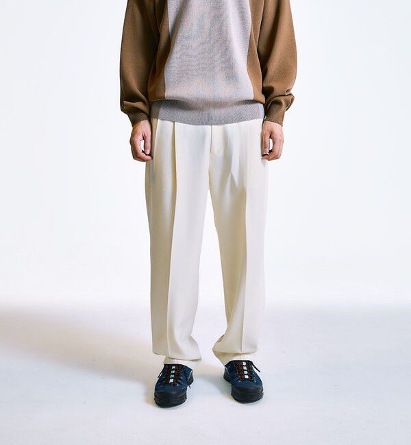 SHIPS「City Ambient Products: 2プリーツ ワイド テーパード スラックス」|スラックス|ナチュラル