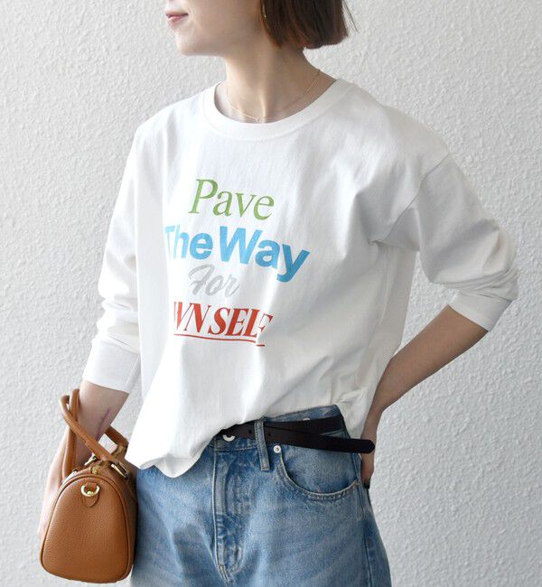 SHIPS any「【SHIPS any別注】THE KNiTS:〈洗濯機可能〉ラウンドヘム ロゴ ロングスリーブ TEE」|Tシャツ・カットソー|