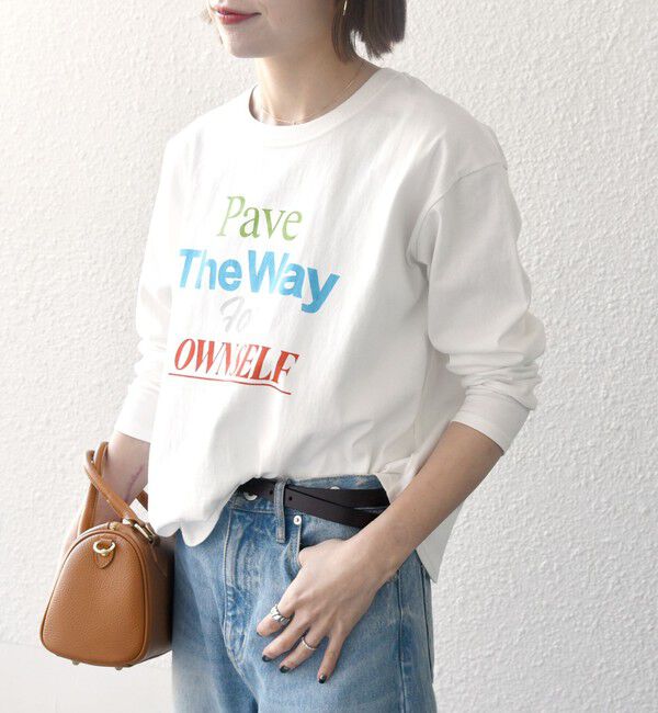 SHIPS any「【SHIPS any別注】THE KNiTS:〈洗濯機可能〉ラウンドヘム ロゴ ロングスリーブ TEE」|Tシャツ・カットソー|