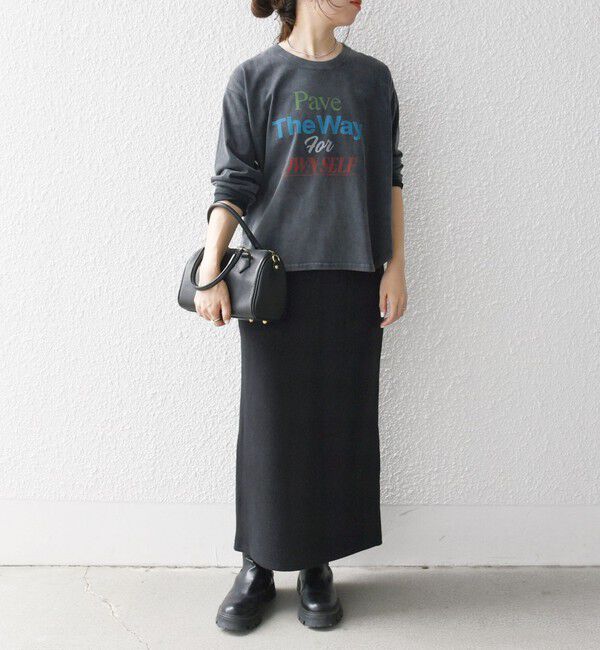 SHIPS any「【SHIPS any別注】THE KNiTS:〈洗濯機可能〉ラウンドヘム ロゴ ロングスリーブ TEE」|Tシャツ・カットソー|