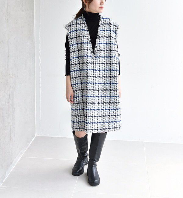 quaranciel「quaranciel: ツイード Vネック ベスト ミニ ワンピース」|ワンピース|