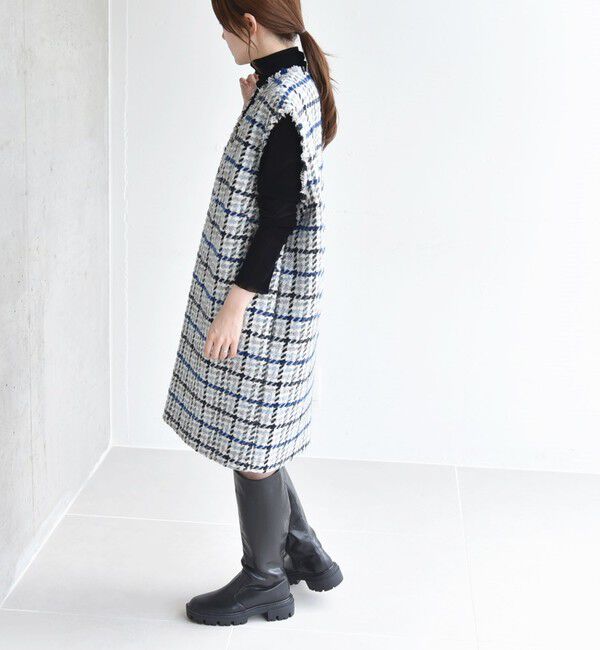 quaranciel「quaranciel: ツイード Vネック ベスト ミニ ワンピース」|ワンピース|