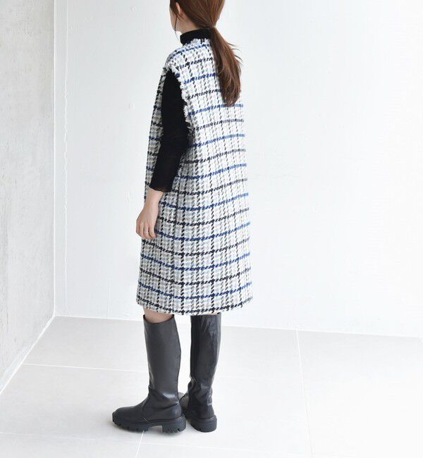 quaranciel「quaranciel: ツイード Vネック ベスト ミニ ワンピース」|ワンピース|