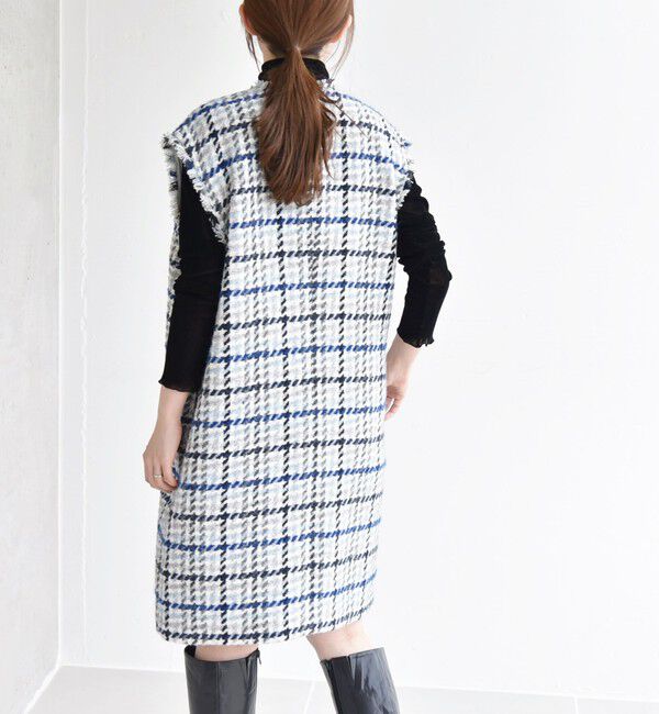 quaranciel「quaranciel: ツイード Vネック ベスト ミニ ワンピース」|ワンピース|