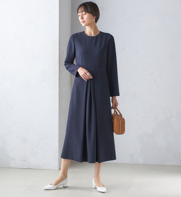 SHIPS for women「〈手洗い可能〉トリアセテート混 フロント タック ワンピース（セットアップ対応）」|ワンピース|