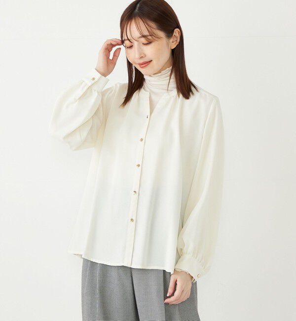 SHIPS Colors 「SHIPS Colors:〈洗濯機可能〉 ツイル スキッパー シャツ ブラウス◇」|シャツ・ブラウス|オフホワイト