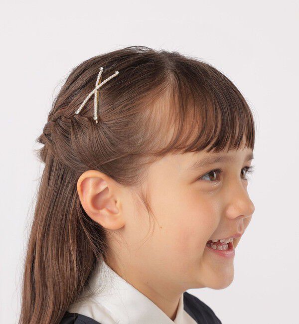 SHIPS KIDS「SHIPS KIDS:クロス パール モチーフ ヘアピン セット」|その他|ライトホワイト