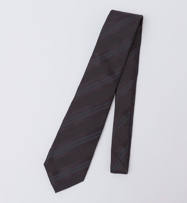 SHIPS「Puccini: シルク サテン レップ ストライプ タイ」|ネクタイ・蝶ネクタイ|ブラウン