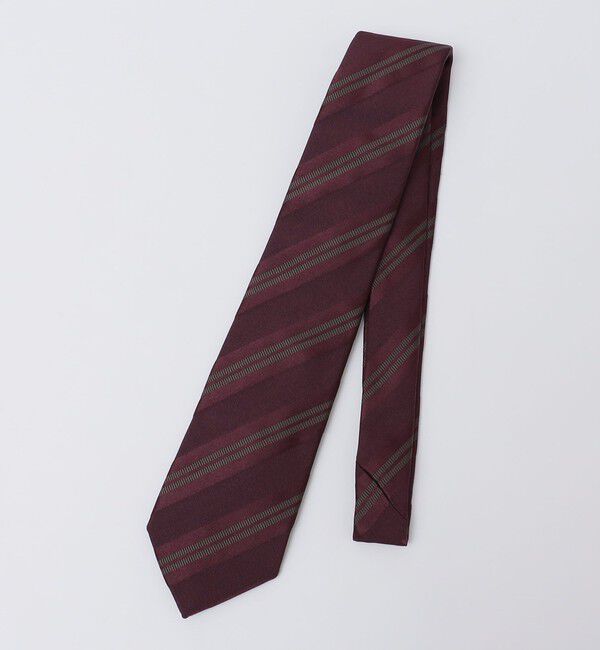 SHIPS「Puccini: シルク サテン レップ ストライプ タイ」|ネクタイ・蝶ネクタイ|ワイン