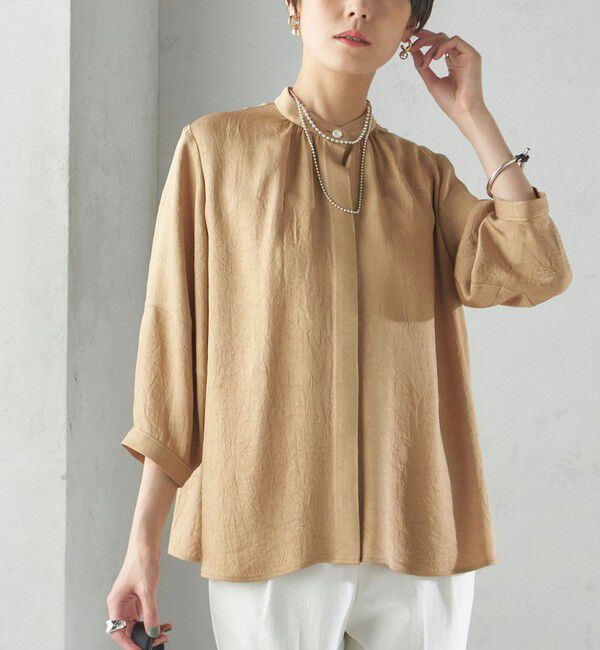 SHIPS for women「〈接触冷感/吸水速乾〉アセテート ワッシャー ブラウス」|シャツ・ブラウス|キャメル