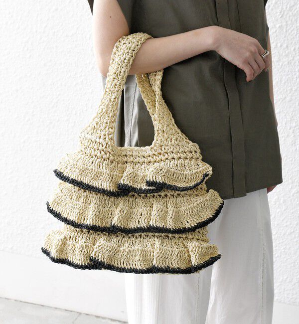 SHIPS any「SHIPS any: バイカラー フリル ペーパー トート バッグ」|トートバッグ|