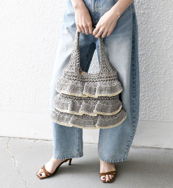 SHIPS any「SHIPS any: バイカラー フリル ペーパー トート バッグ」|トートバッグ|