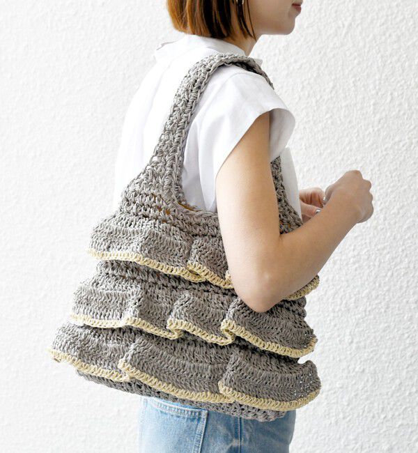 SHIPS any「SHIPS any: バイカラー フリル ペーパー トート バッグ」|トートバッグ|