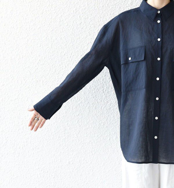 SHIPS any「SHIPS any:〈洗濯機可能〉シアー リボン レギュラーカラー ポケット シャツ」|シャツ・ブラウス|